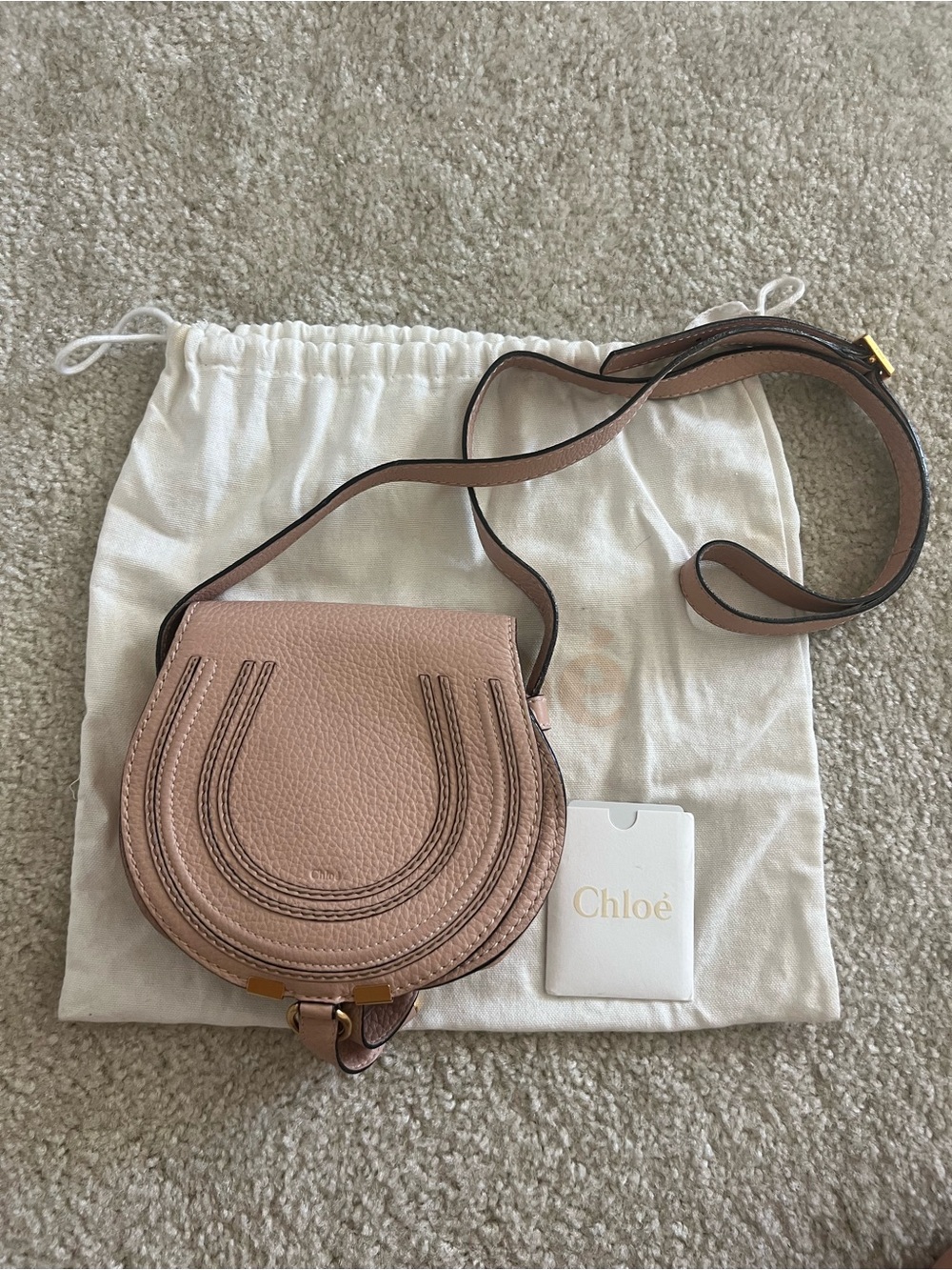 Chloé Marcie Small Saddle Crossbody in Blush Pink - Picture 3 of 5
